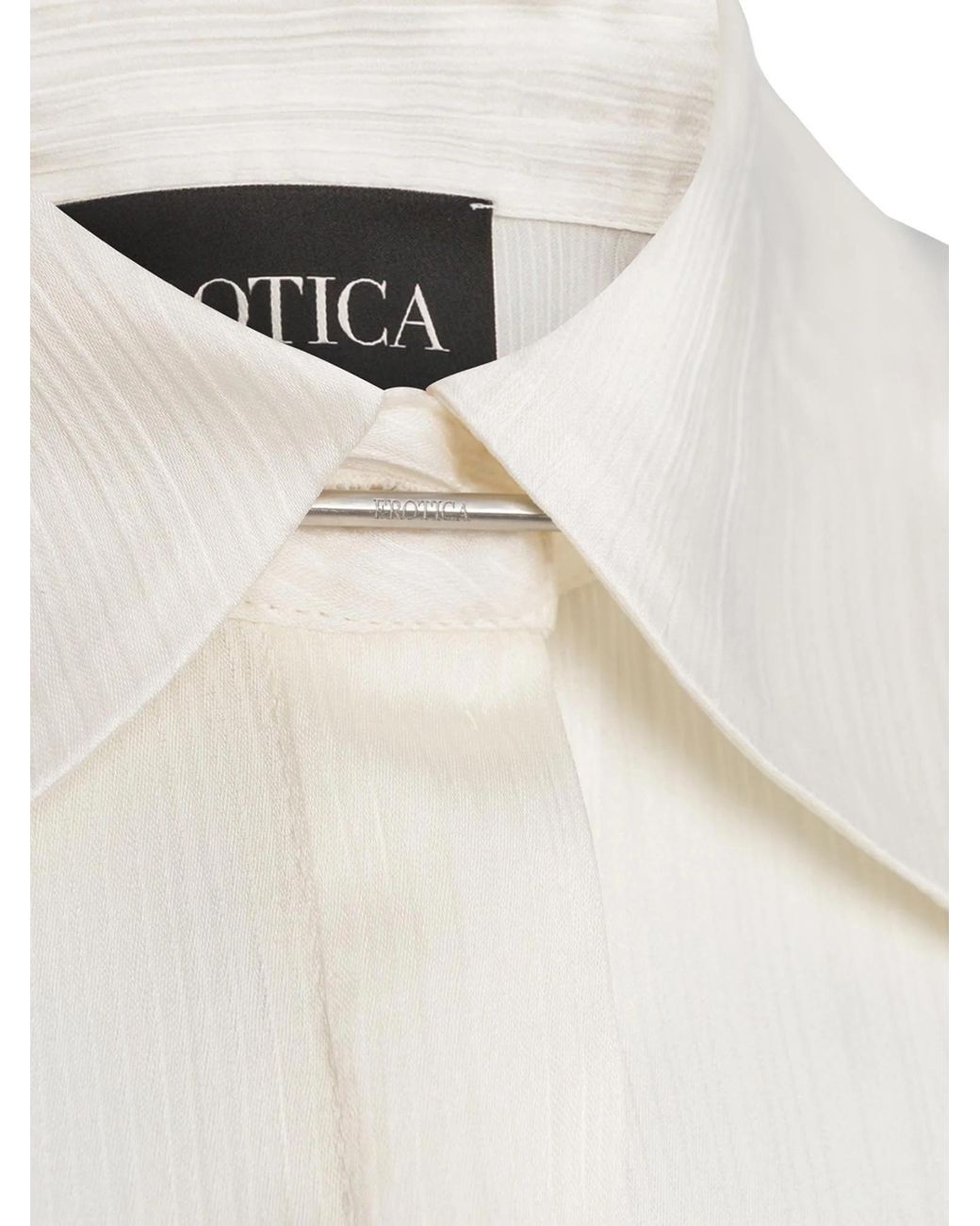 Dondup White Satin-Finish Concealed-Fastening Shirt