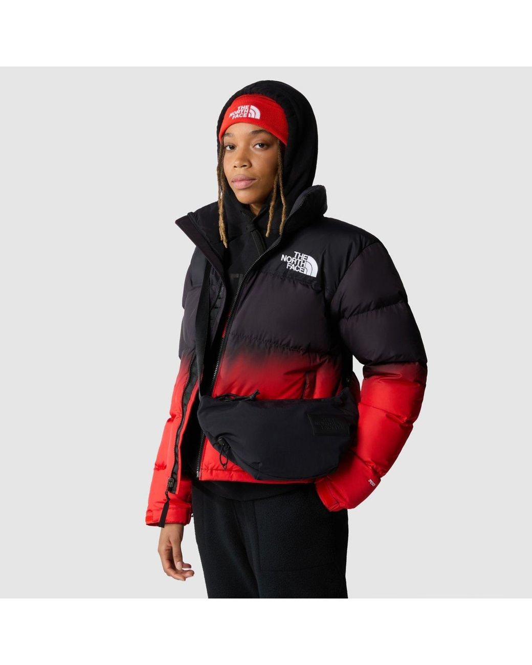 The North Face Red Long-Sleeve Quilted Down Jacket