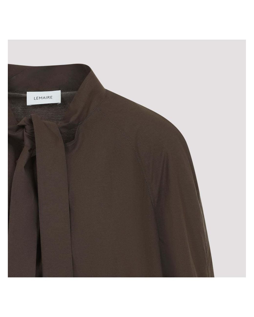 Lemaire Brown Ascot Tie-Neck Blouse