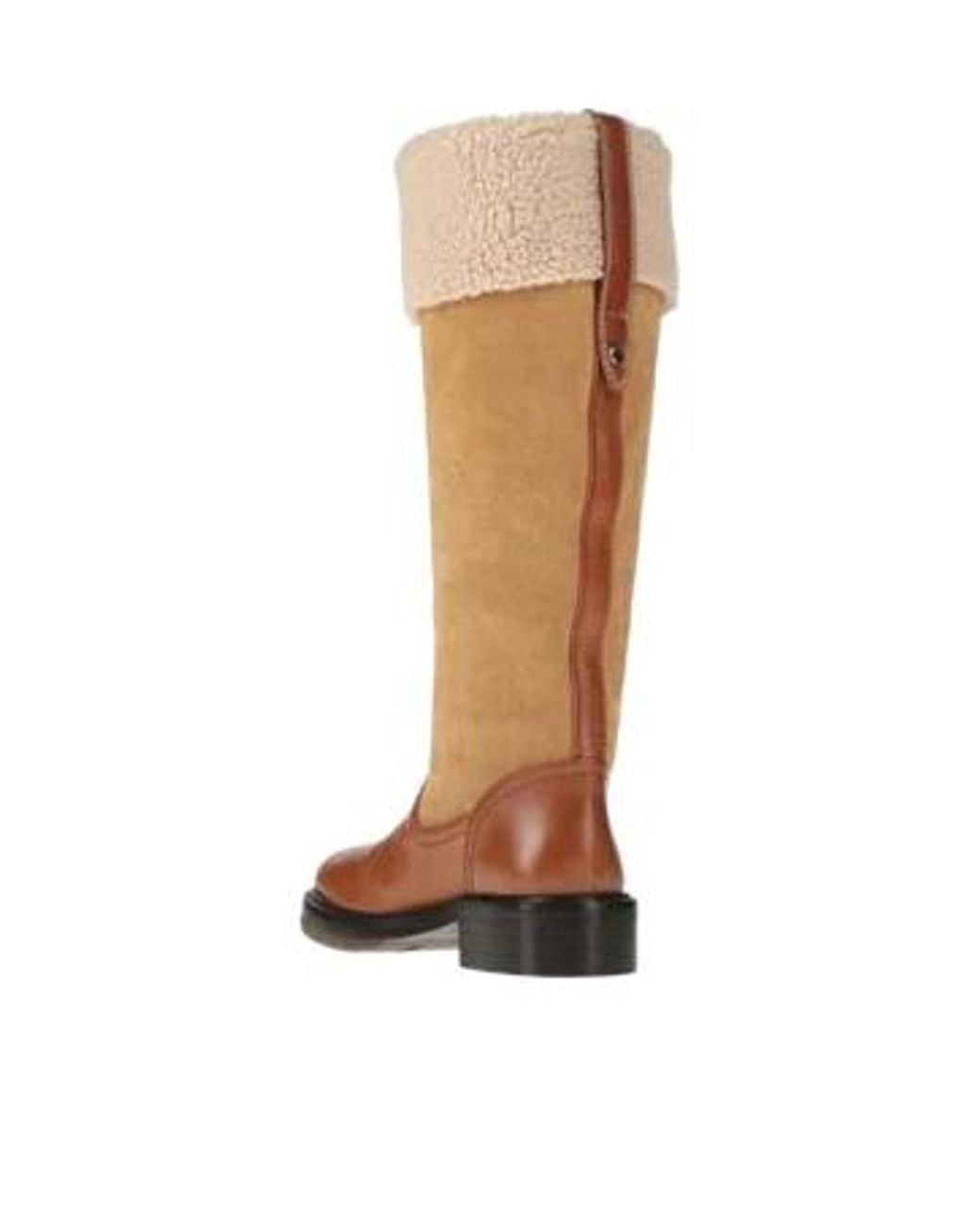 Chloé Brown Color-Block Block-Heel Ankle Boots