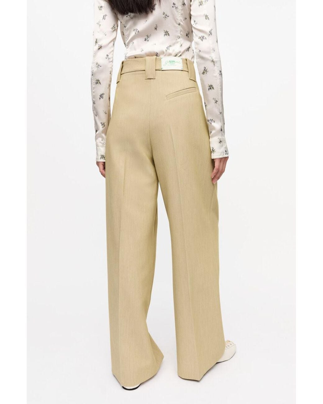 Ganni Natural Twill Suiting Mid Waist Trousers