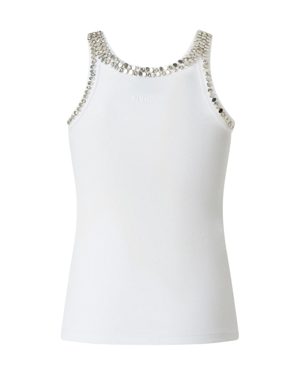 Pinko White Coriandoli Embellished Top