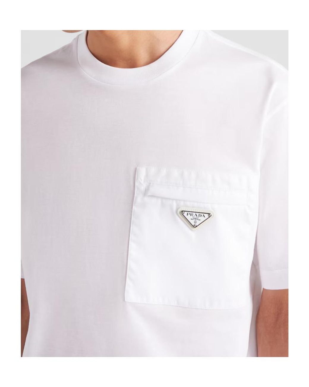 Prada White Re-Nylon And Jersey T-Shirt for men