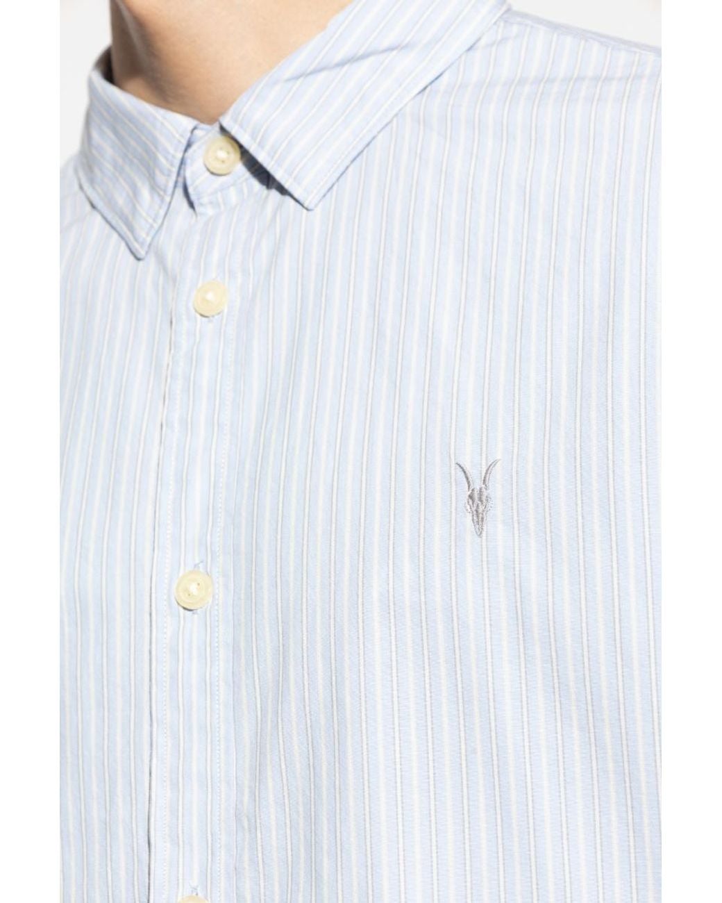 AllSaints White Pinstriped Long-Sleeved Shirt for men