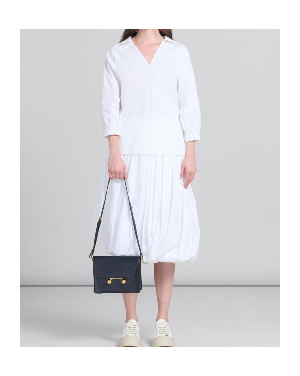 Marni Black Trunkaroo Foldover Top Medium Shoulder Bag
