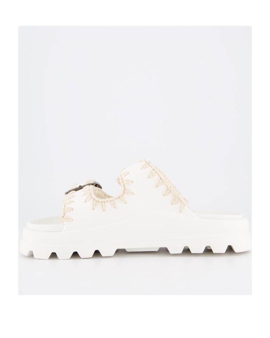 Mou White Eva One-Piece Buckled Slides