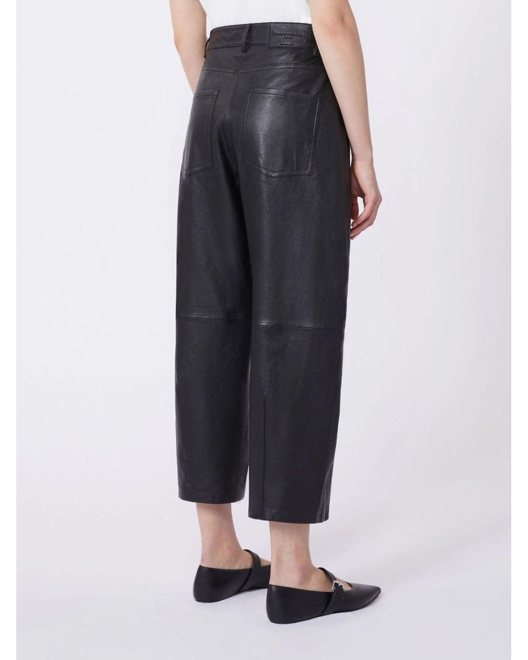 Weekend by Maxmara Gray Pagano Leather Trousers