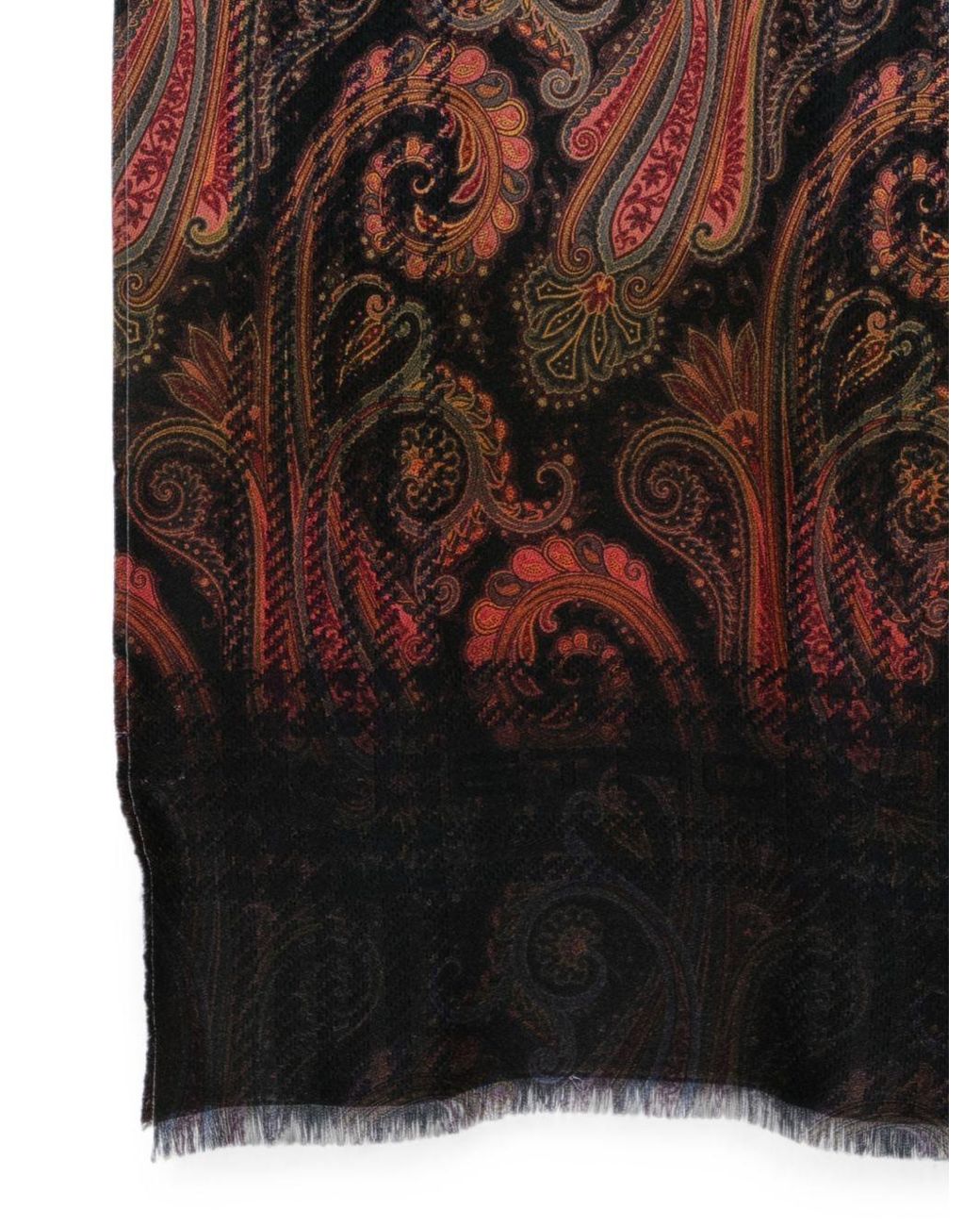 Etro Brown Paisley Print Scarf for men