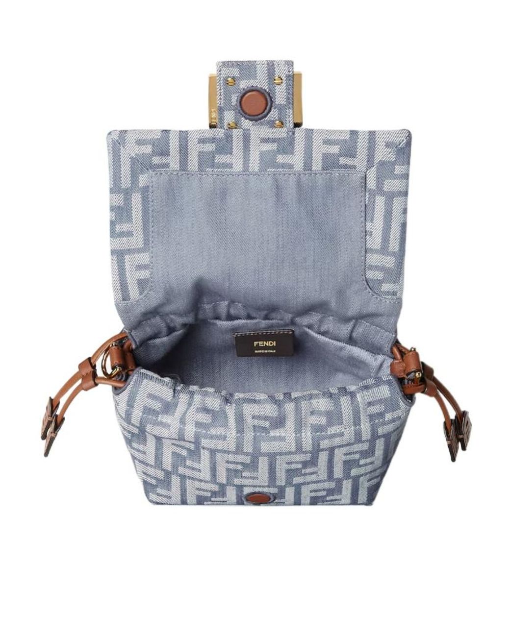 Fendi Gray Denim-Effect Ff Jacquard Bag