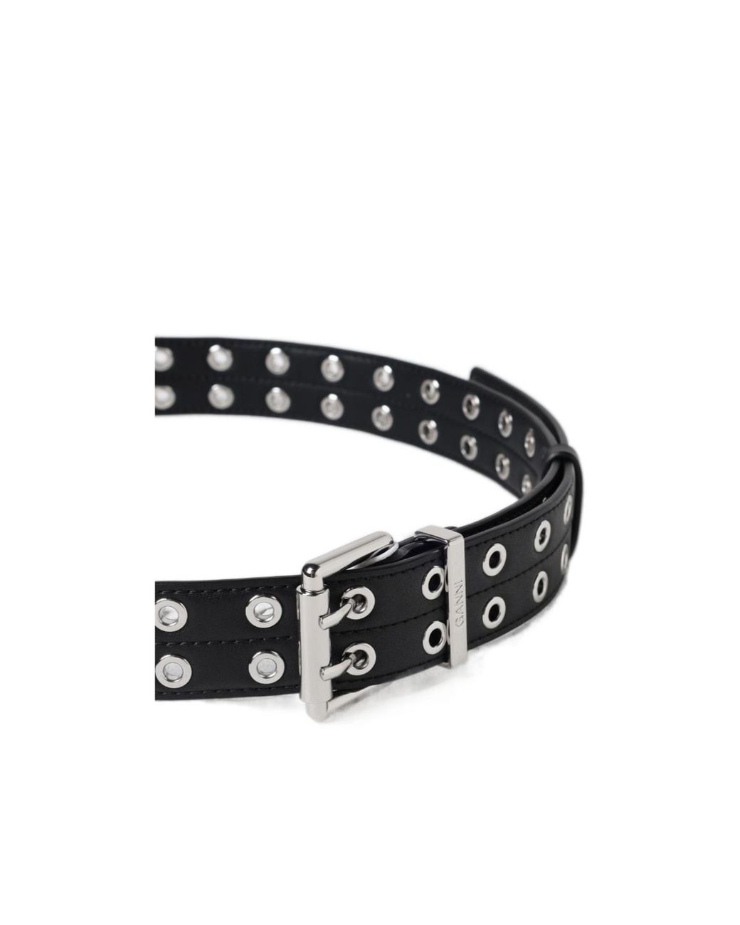 Ganni White Double Eyelet Belt