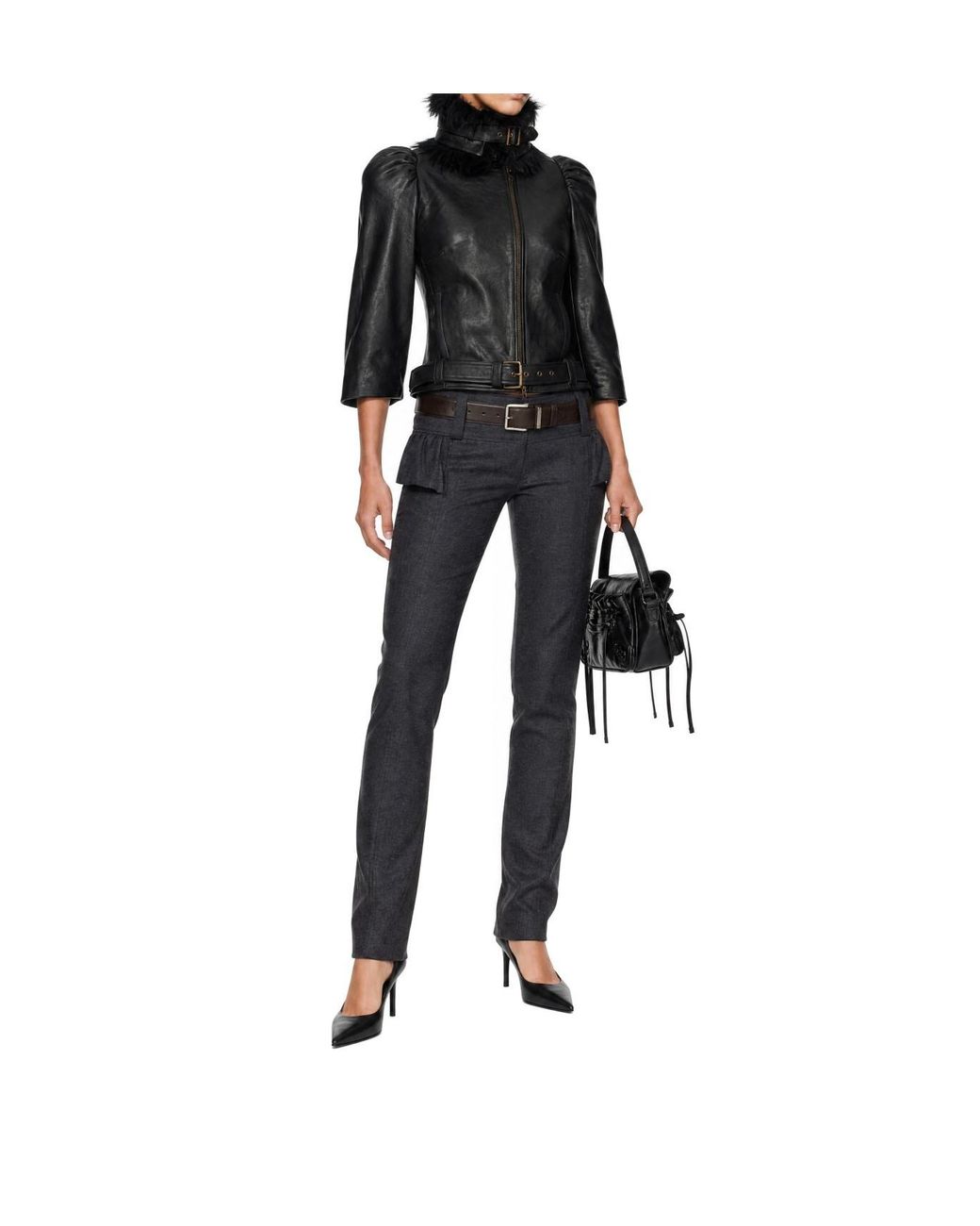 KNWLS Black Stand-Collar Leather Jacket