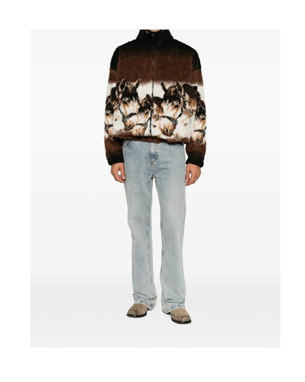 MM6 by Maison Margiela Black Horse Print Cardigan for men