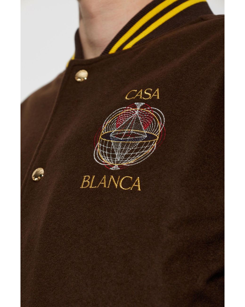 Casablanca Brown Embroidered Varsity Jacket for men