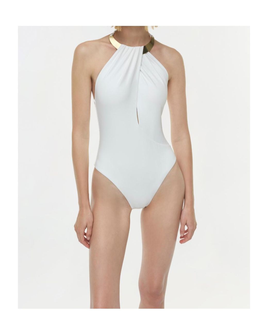 Jonathan Simkhai White Bindi Draped One Piece