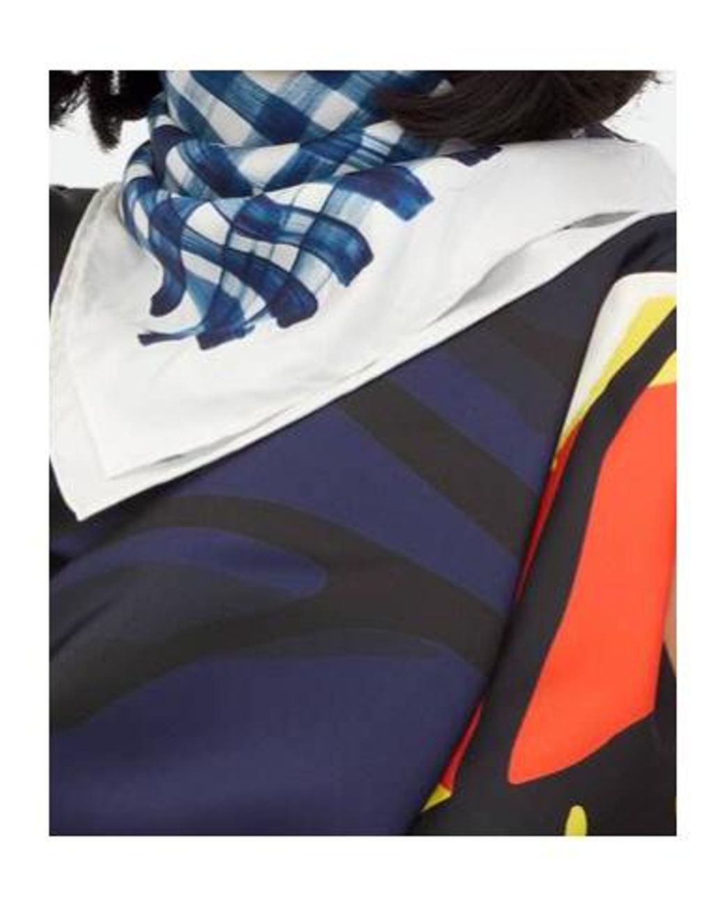 Bottega Veneta Blue Printed Silk Check Foulard
