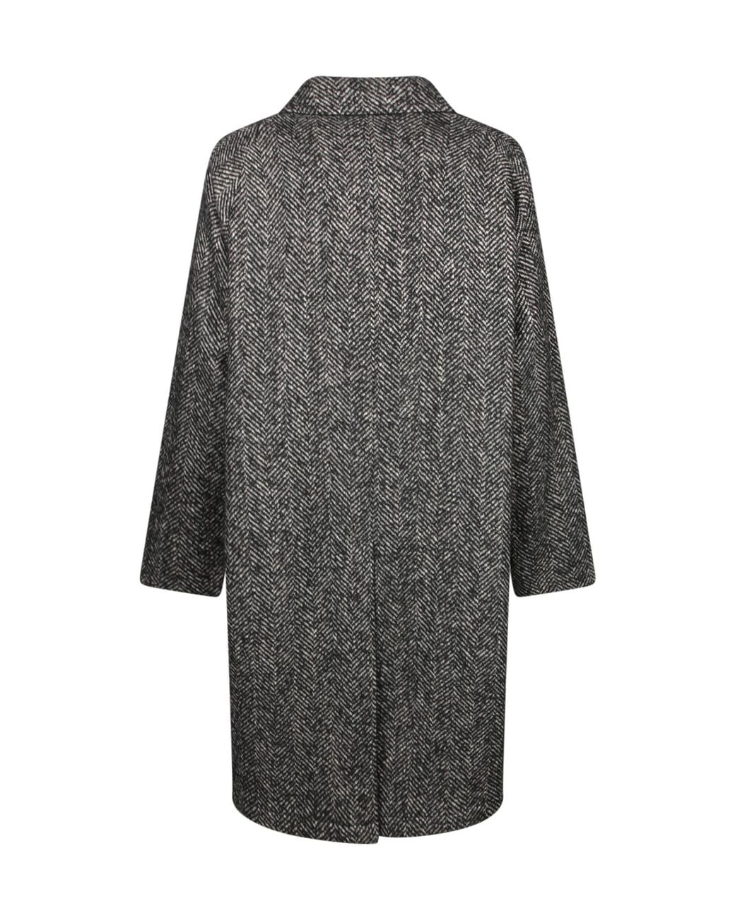 Tagliatore Gray Herringbone Long-Sleeved Coat for men