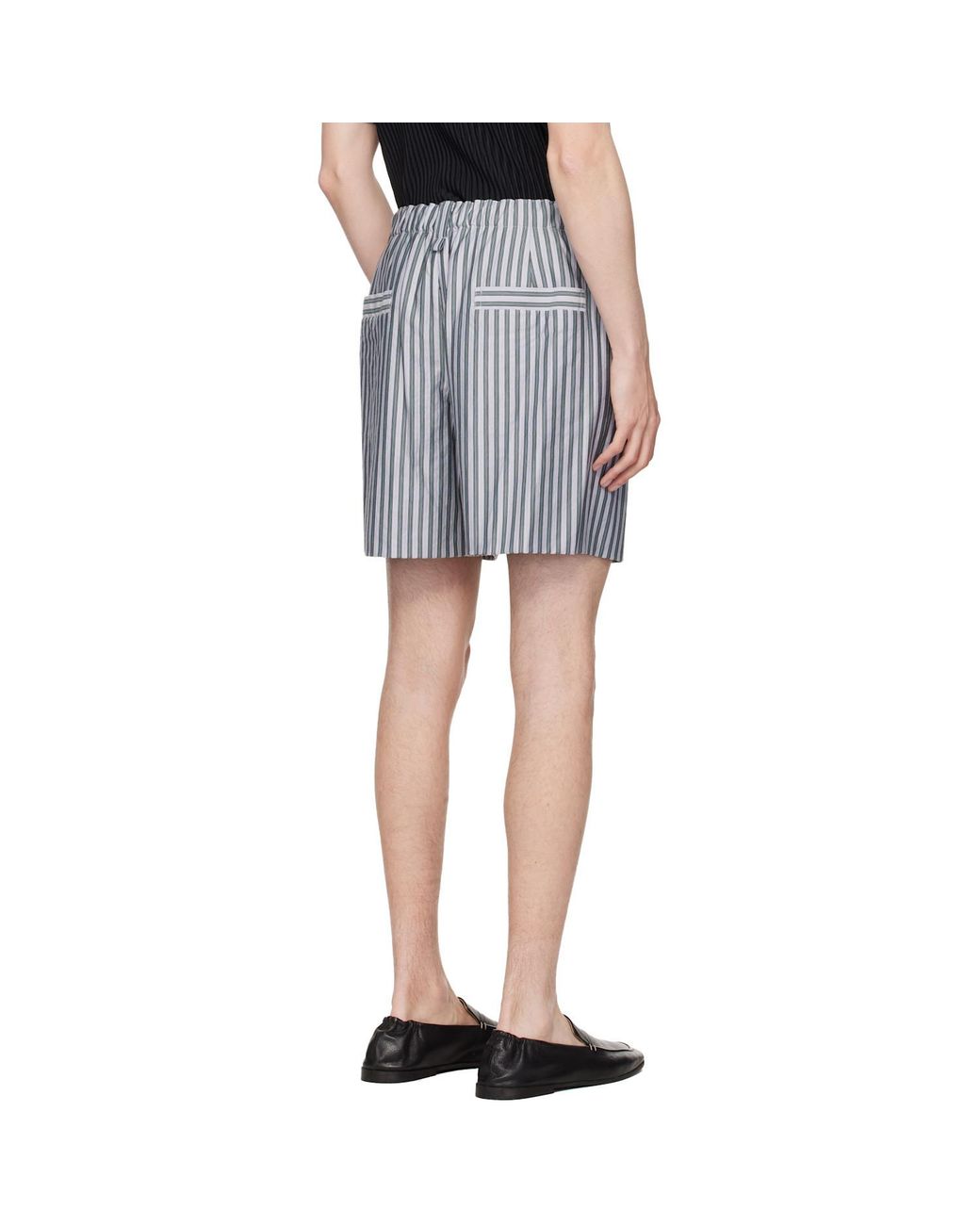 Homme Plissé Issey Miyake Blue Striped Jersey Shorts for men