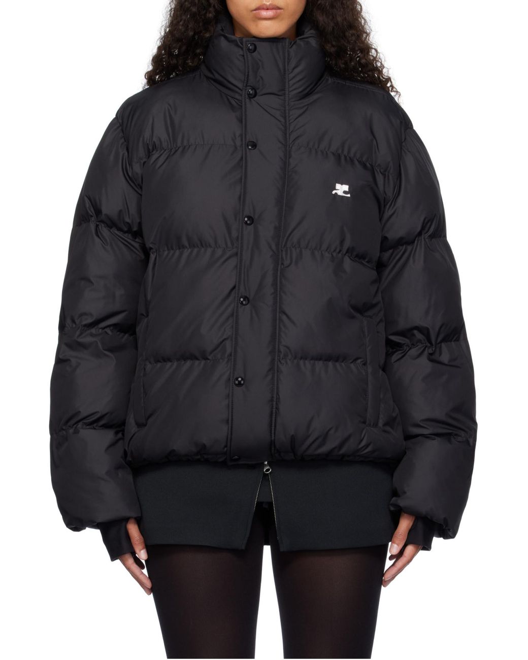 Courreges Gray Courrèges Logo Embroidered Puffer Jacket for men