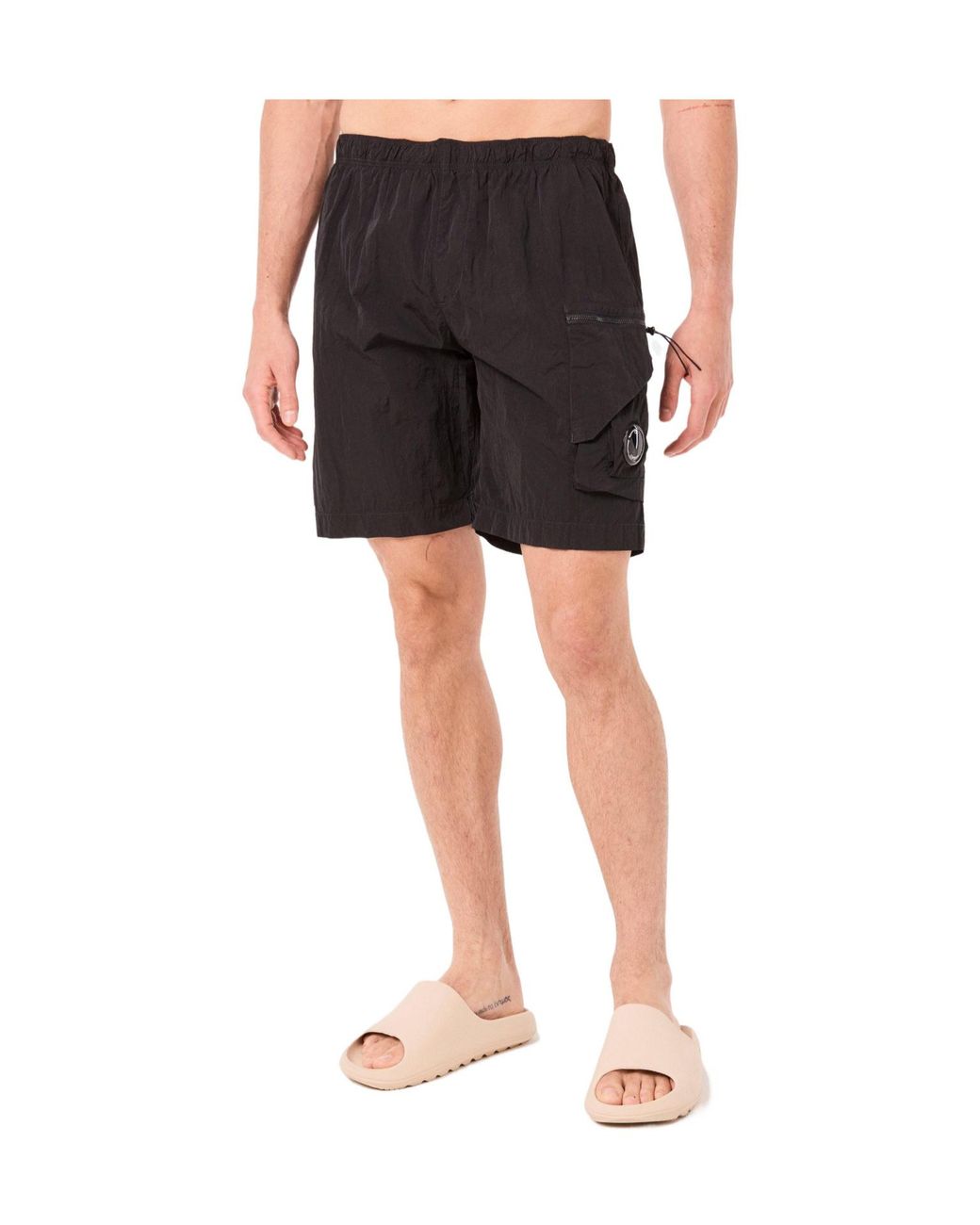 C P Company Black Solid Color Swim Shorts for men