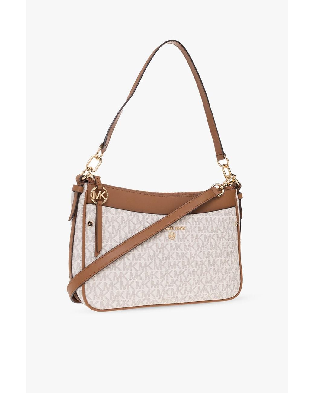 Michael Kors White Michael Jet Set Medium Logo Shoulder Bag