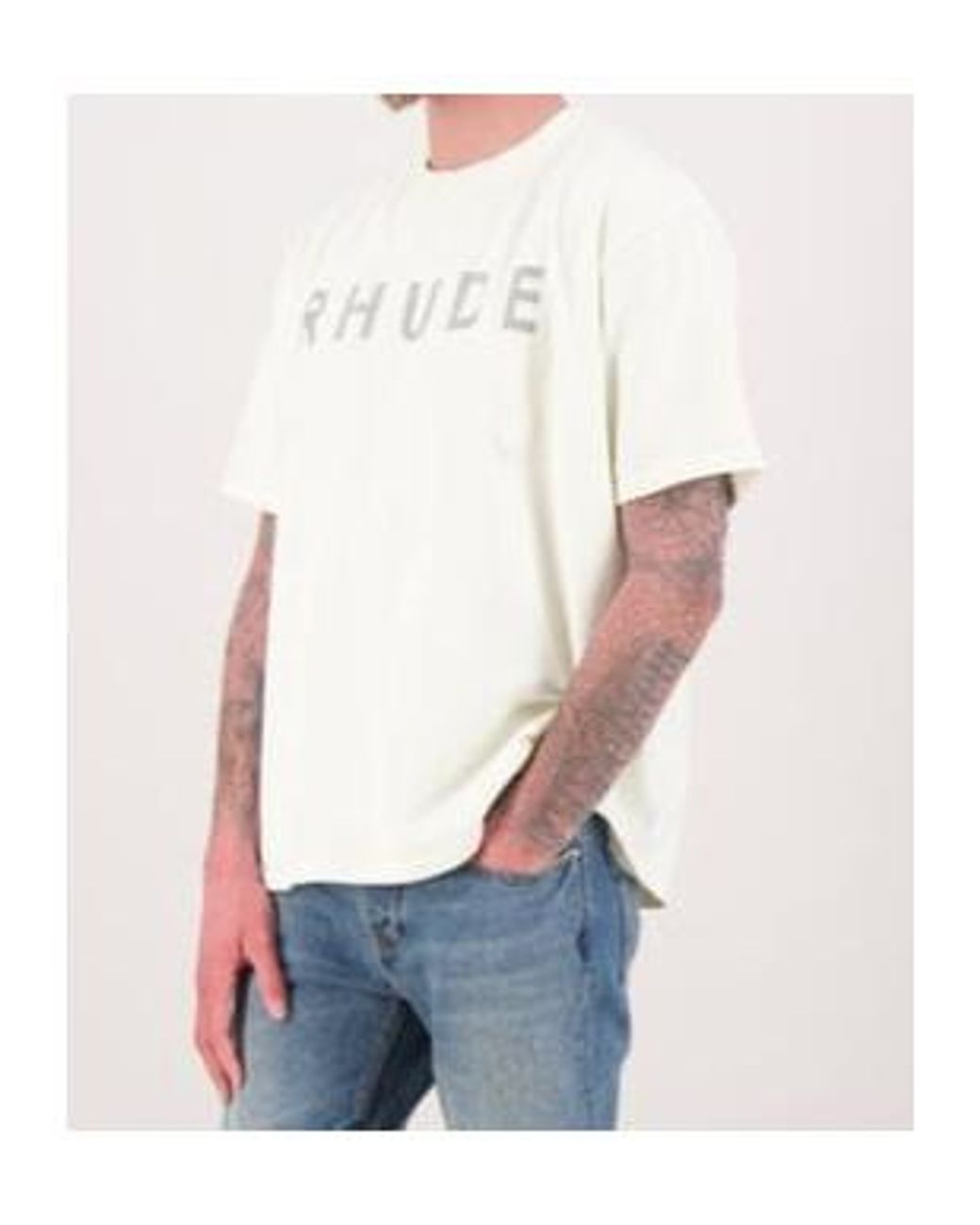 Rhude Blue Distressed Logo T-Shirt for men