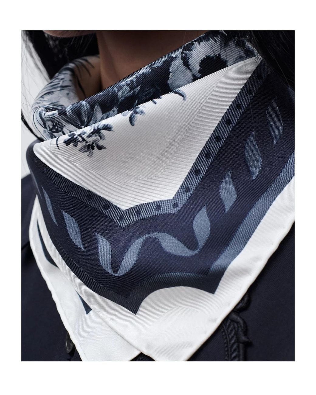 Dior Blue Toile De Jouy Floral Garden 90 Square Scarf