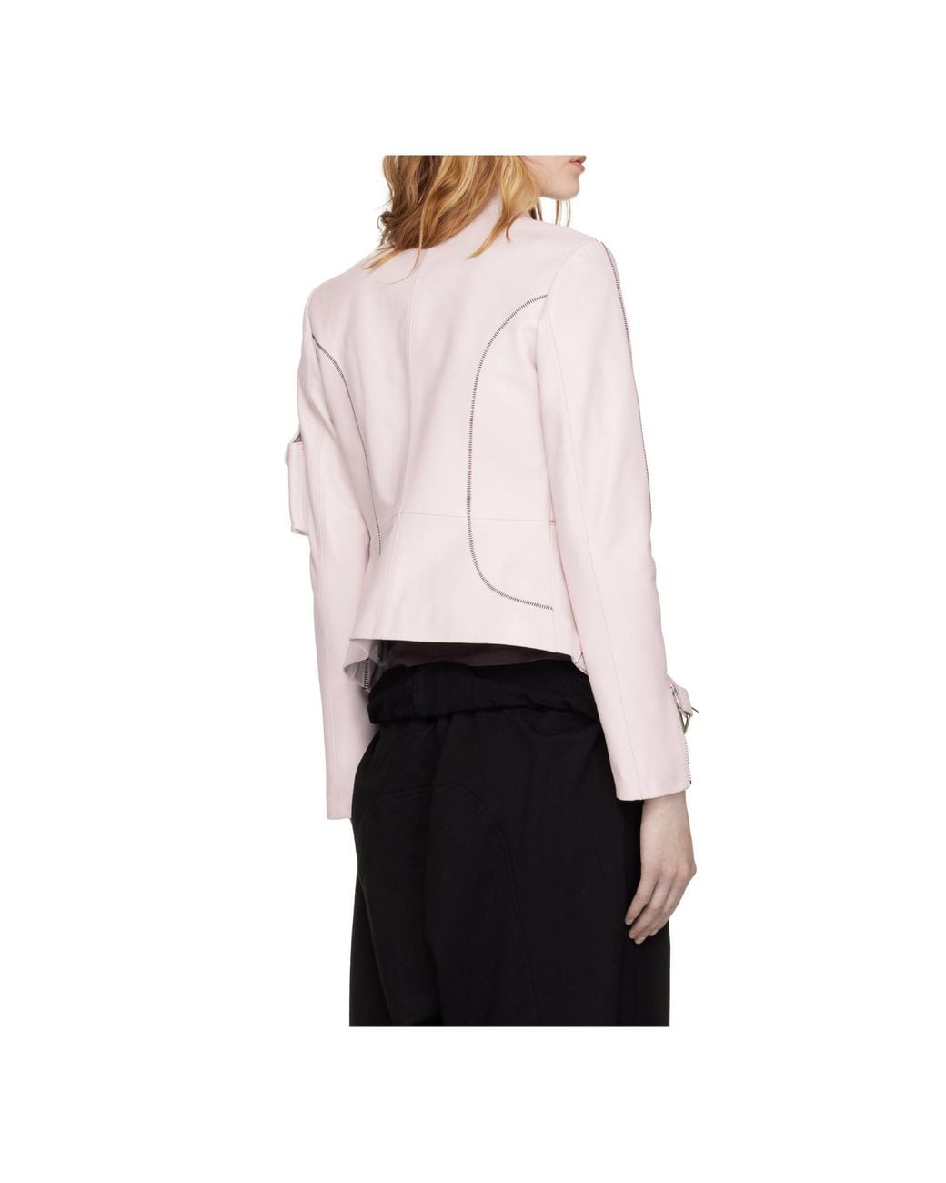 OPEN YY Pink Radius Leather Jacket