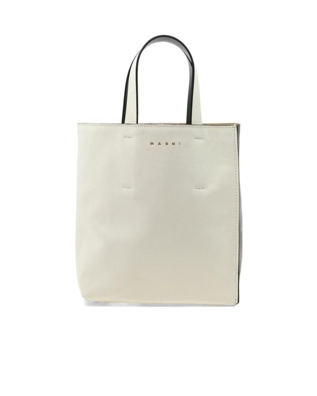 Marni Natural Logo-Print Leather Tote Bag