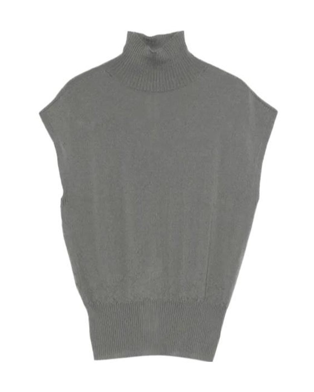Rick Owens Gray Turtleneck Sleeveless Top