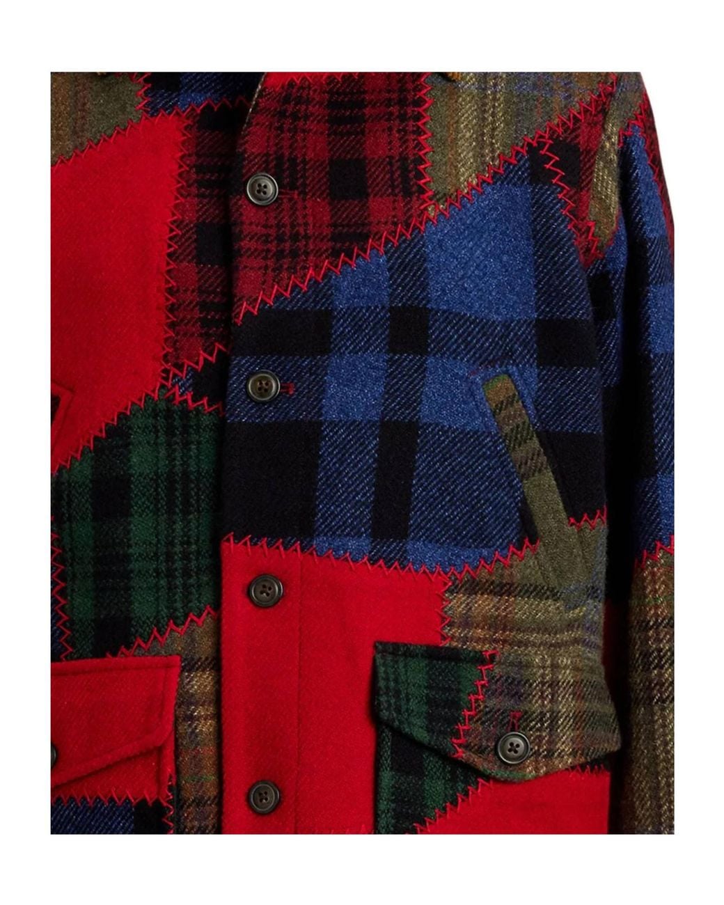 Polo Ralph Lauren Red Patchwork Corduroy-Collar Jacket