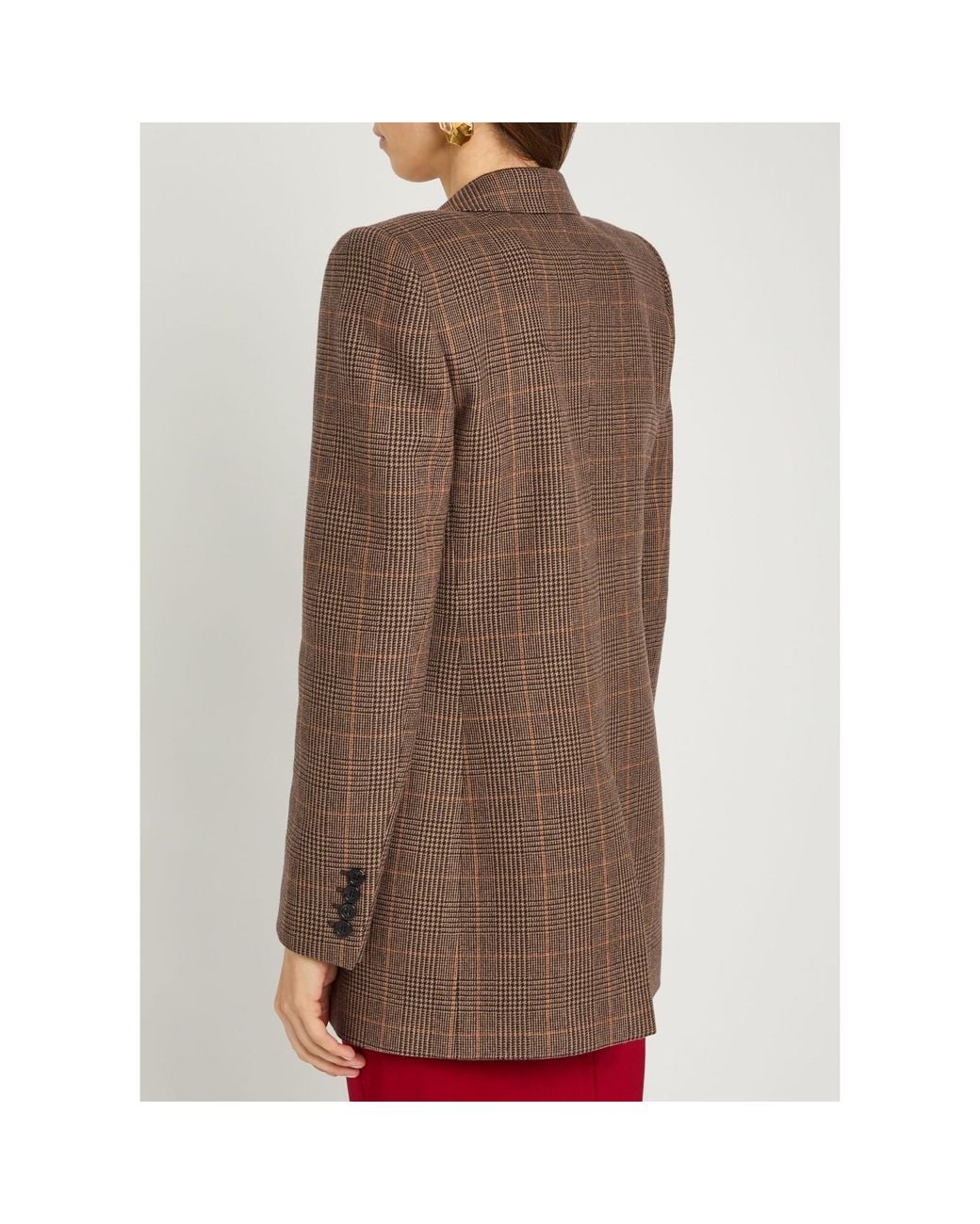 Saint Laurent Brown Houndstooth Wool Blazer