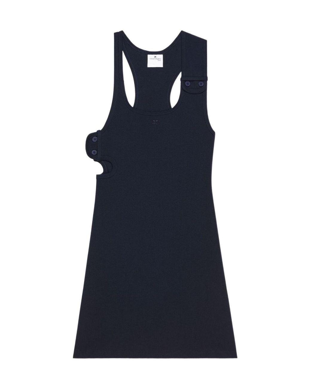 Courreges Blue Courrèges 90's Cut-Out Detailed Ribbed Mini Dress