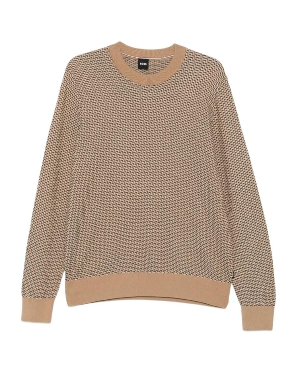 Boss Natural Geometric-Pattern Sweater for men