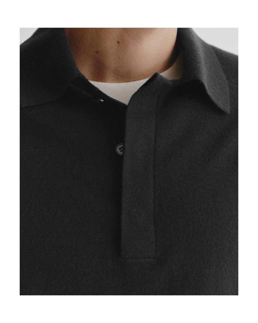 Lisa Yang Black Short-Sleeved Knit Polo Shirt for men