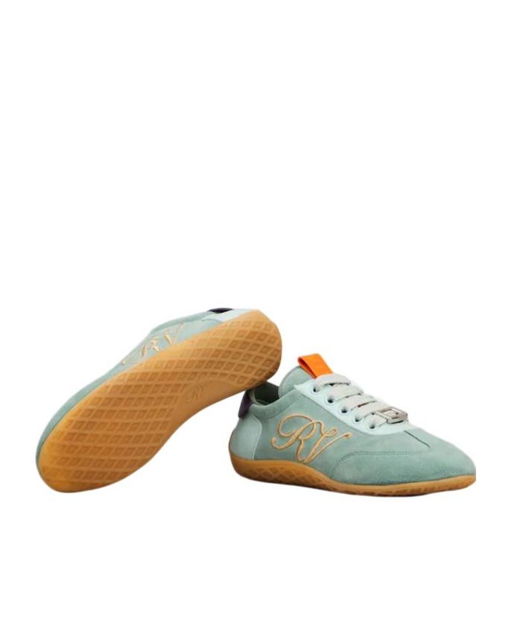 Roger Vivier Blue Logo-Engraved Lace-Up Sneakers