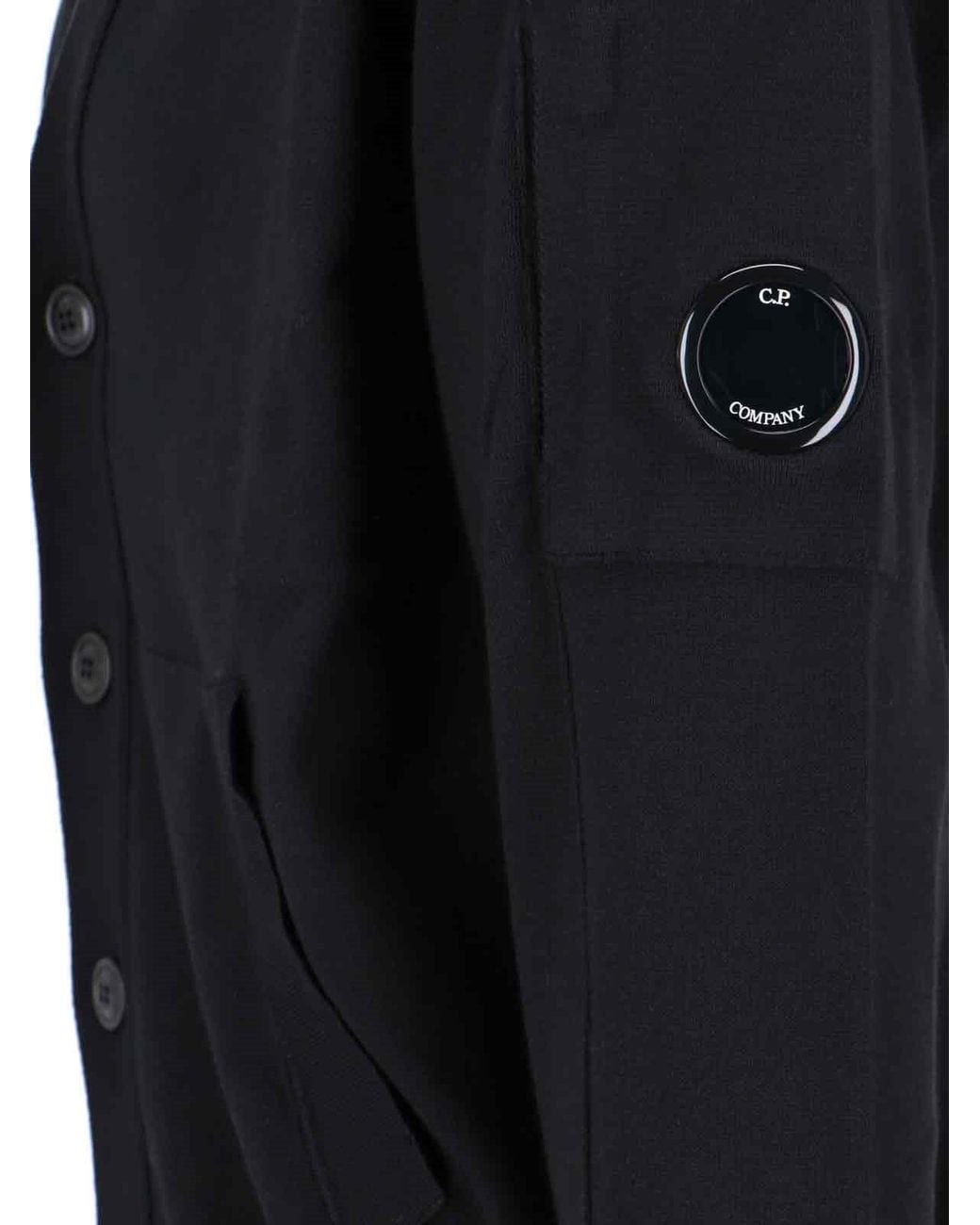 C P Company Blue Minimalist Deep V-Neck Cardigan With Button-Down Front for men