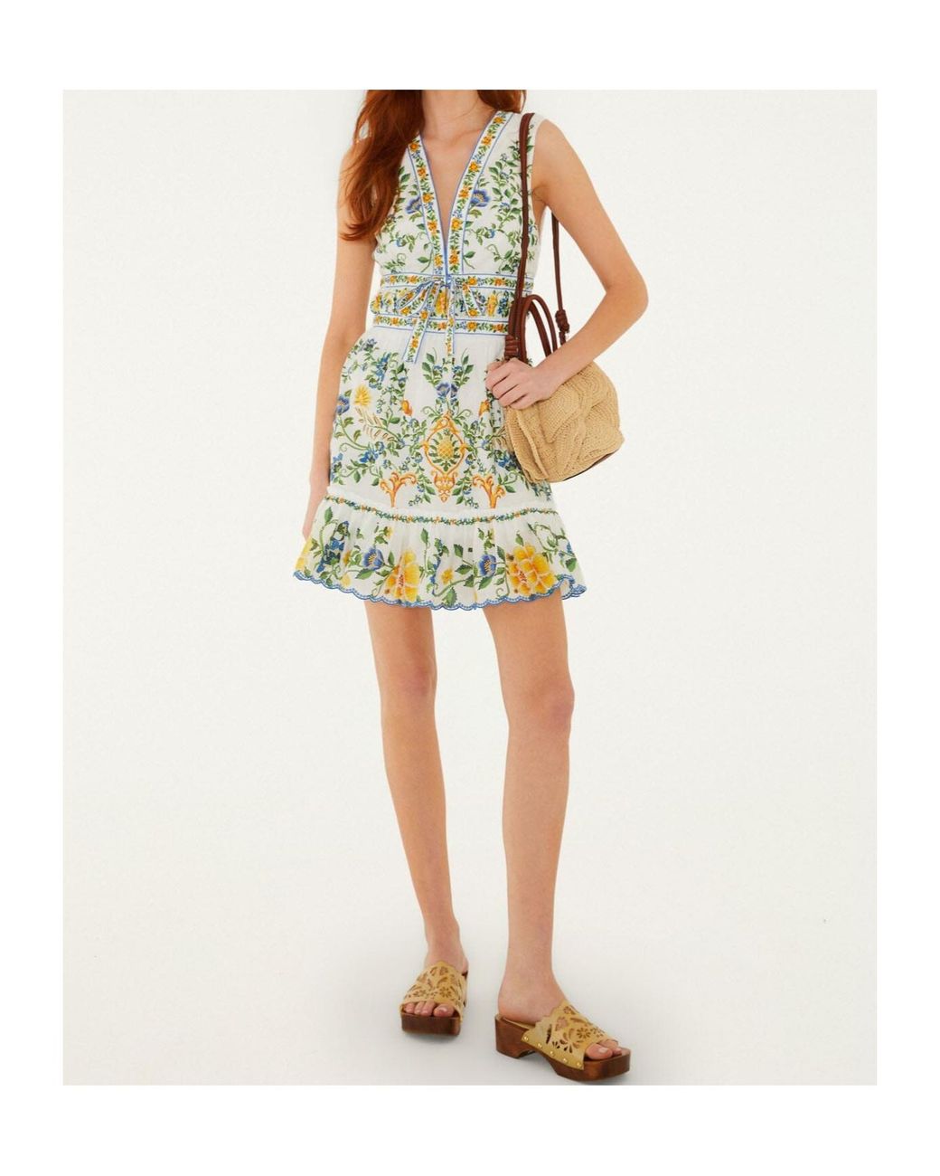 Farm Rio Green Emily Floral Mini Dress