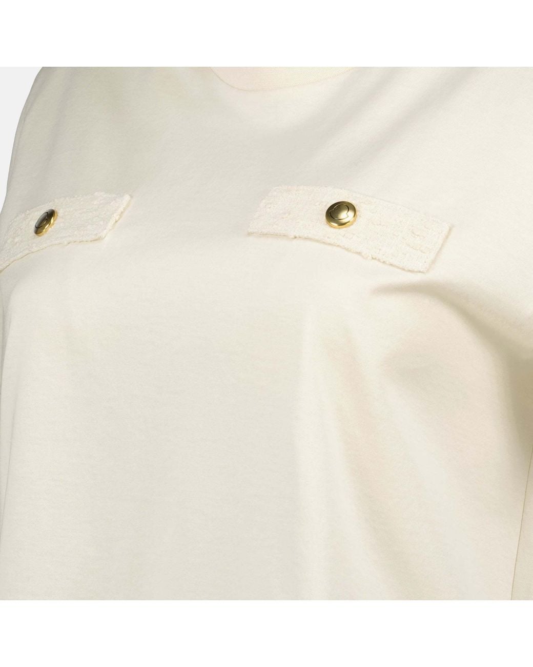 Moncler Natural Button Detailed Crewneck T-Shirt