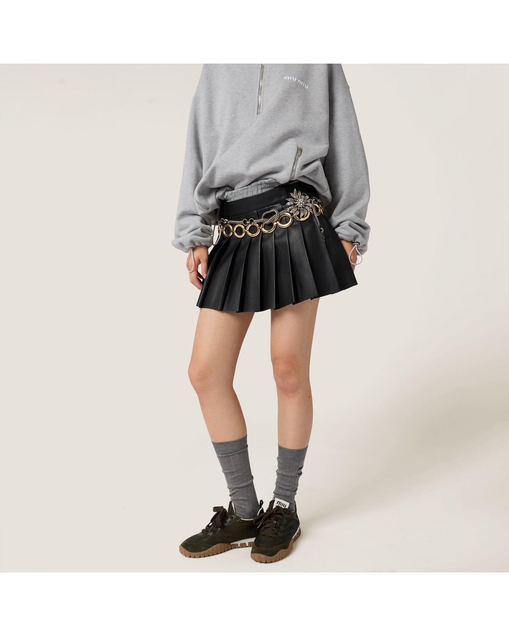 Miu Miu Black Nappa Leather Skirt