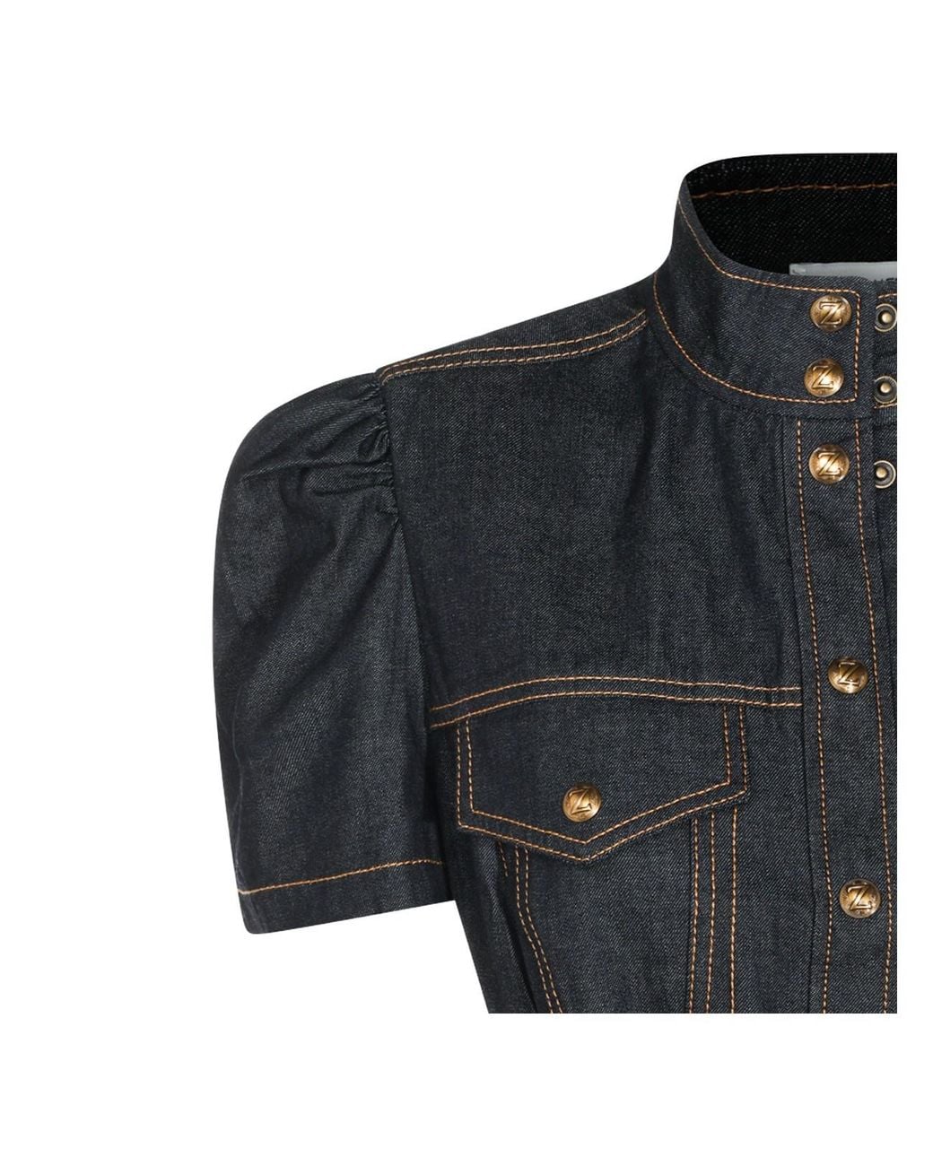Zimmermann Black Buttoned Denim Shirt Dress