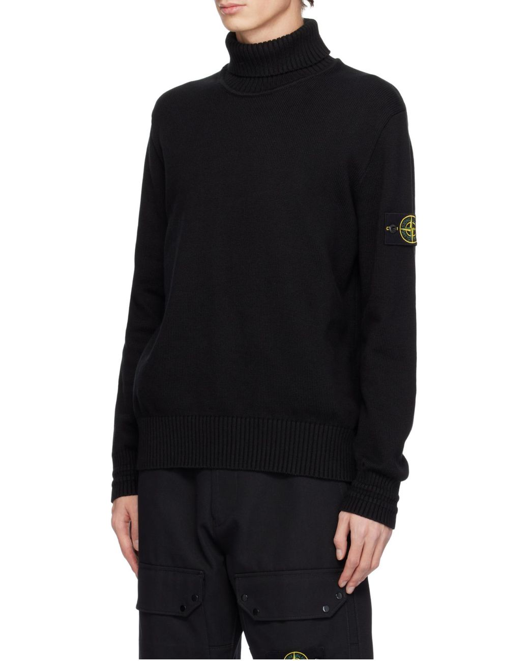 Stone Island Black Logo Patch Roll Neck Jumper for men