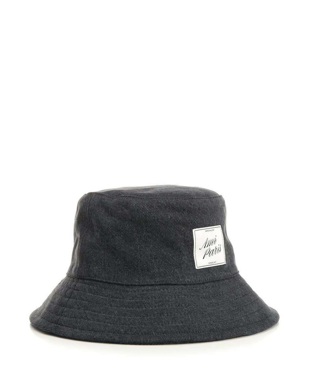 AMI Black Ami Topstitched Denim Bucket Hat for men