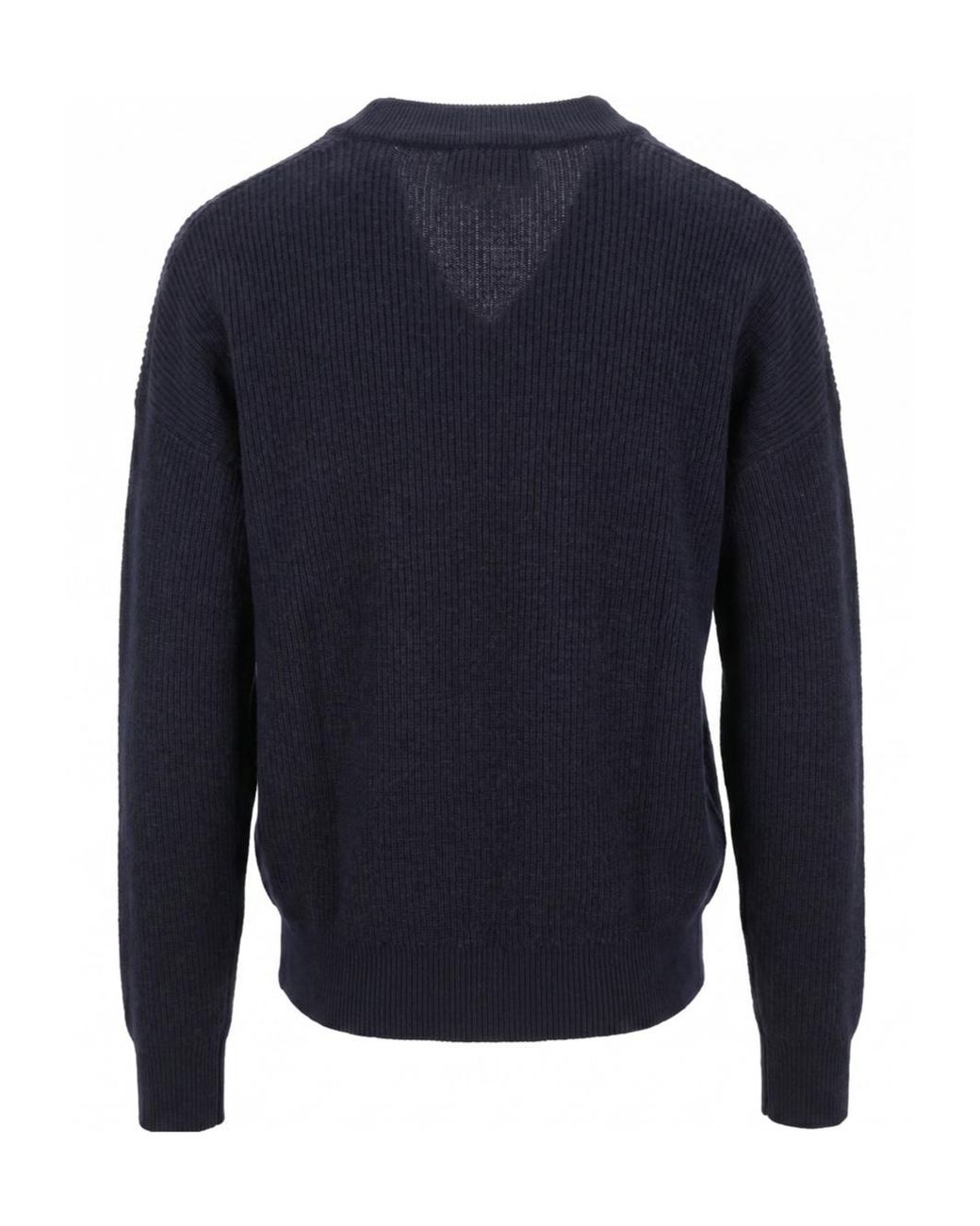 Peserico Blue Ribbed-Knit V-Neck Sweater