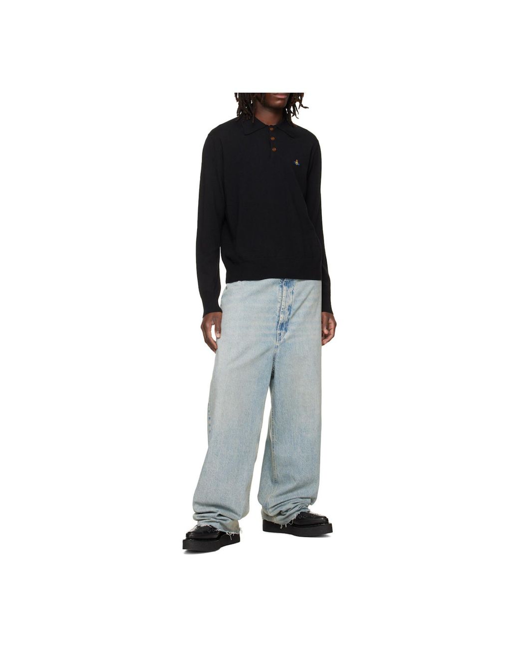 Vivienne Westwood Black Mark Long-Sleeve Polo Shirt for men