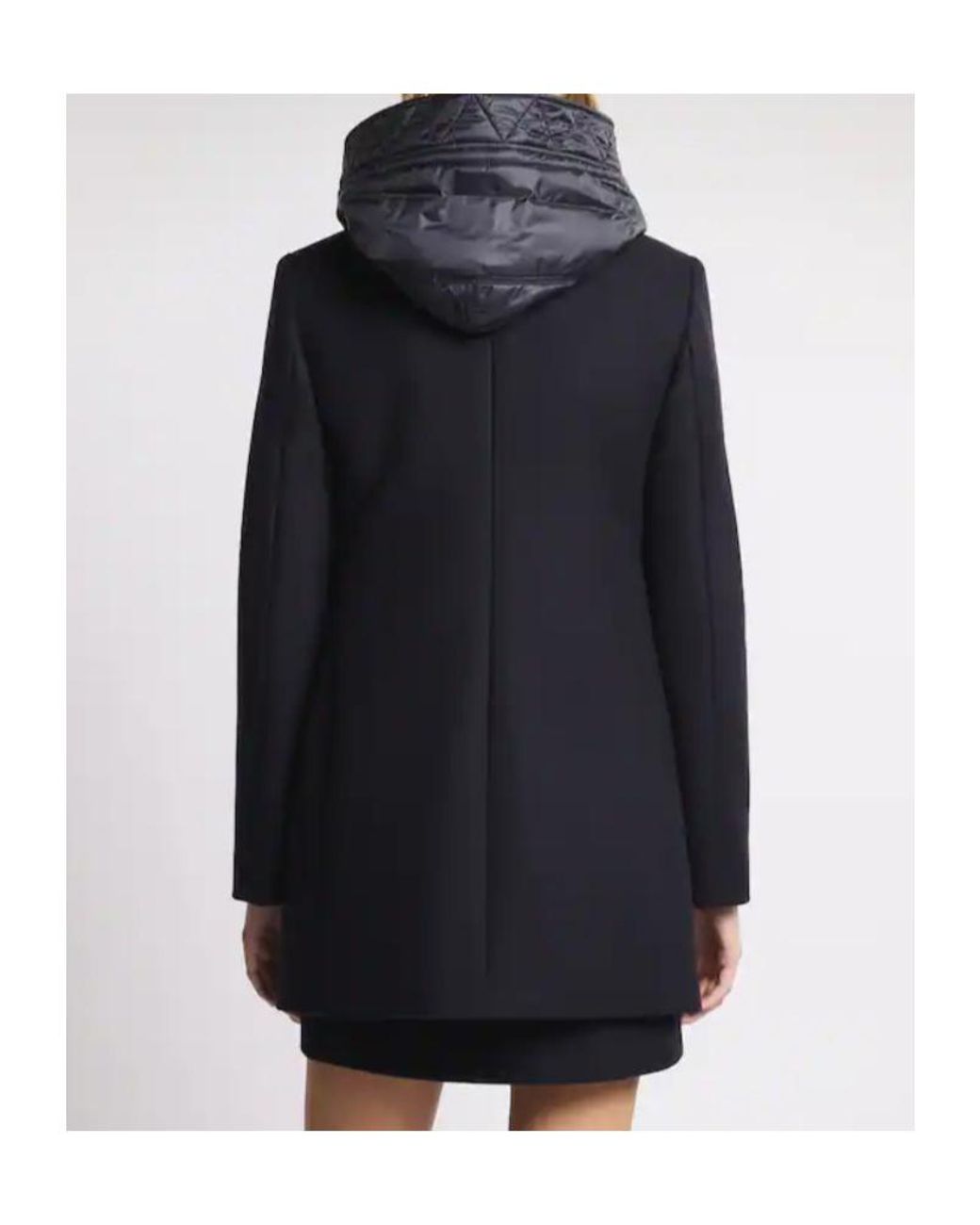Fay Blue Padded Hooded Wool Coat