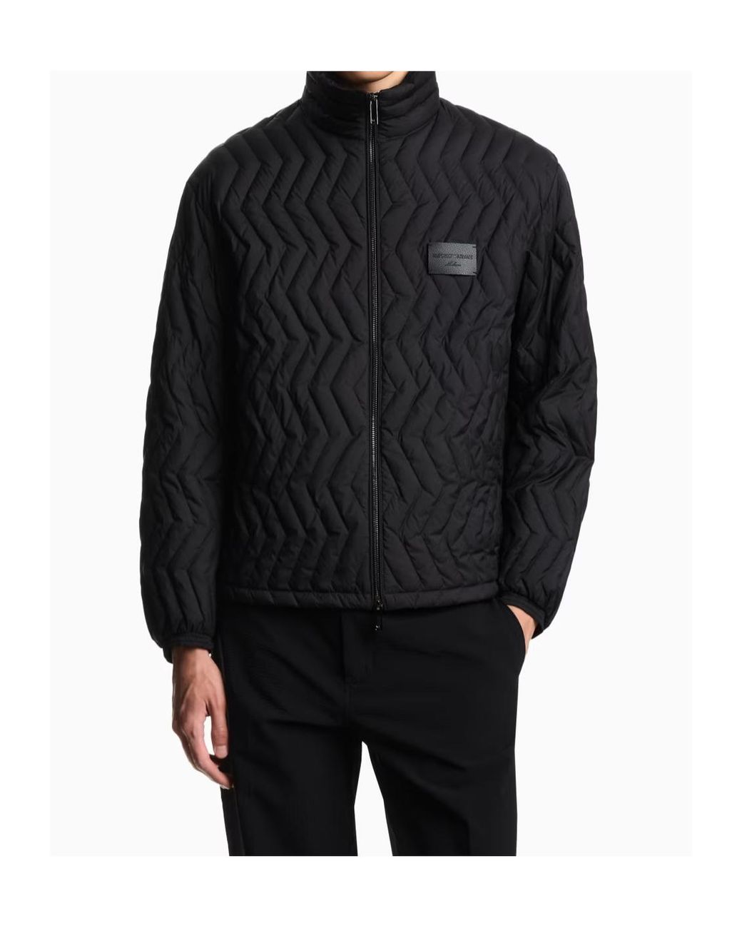 Emporio Armani Blue Quilted-Chevron Jacket for men