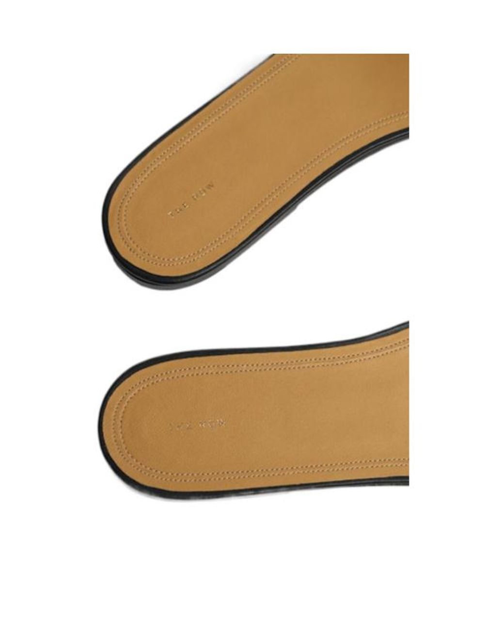 The Row Black Signum Flat Leather Slide Sandals