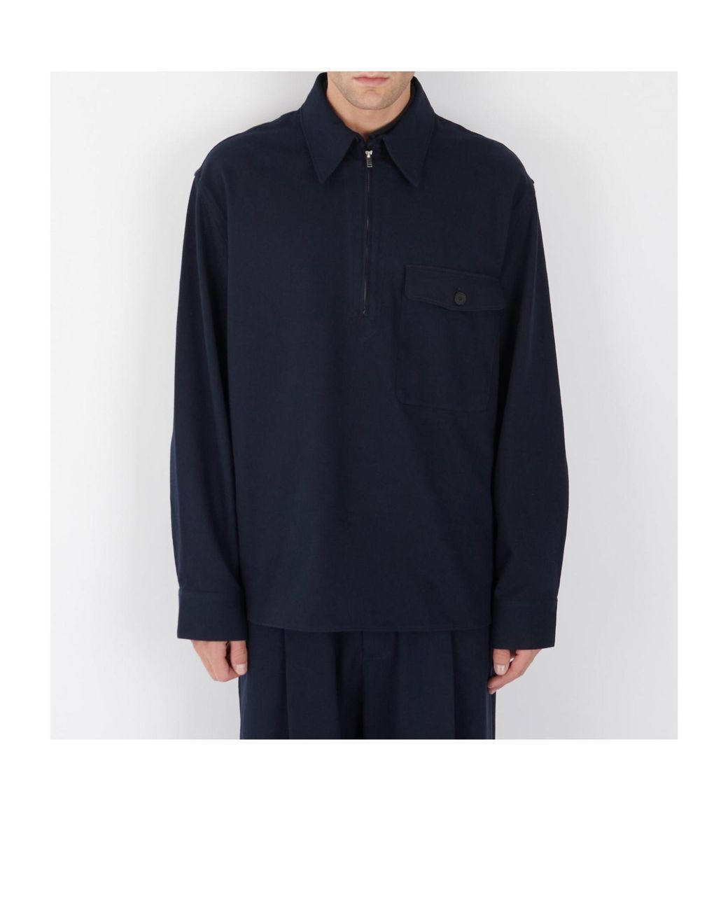 Studio Nicholson Blue Half-Zip Shirt for men
