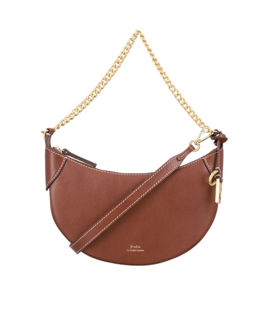 Polo Ralph Lauren Brown Small Logo-Stamp Chained Crossbody Bag