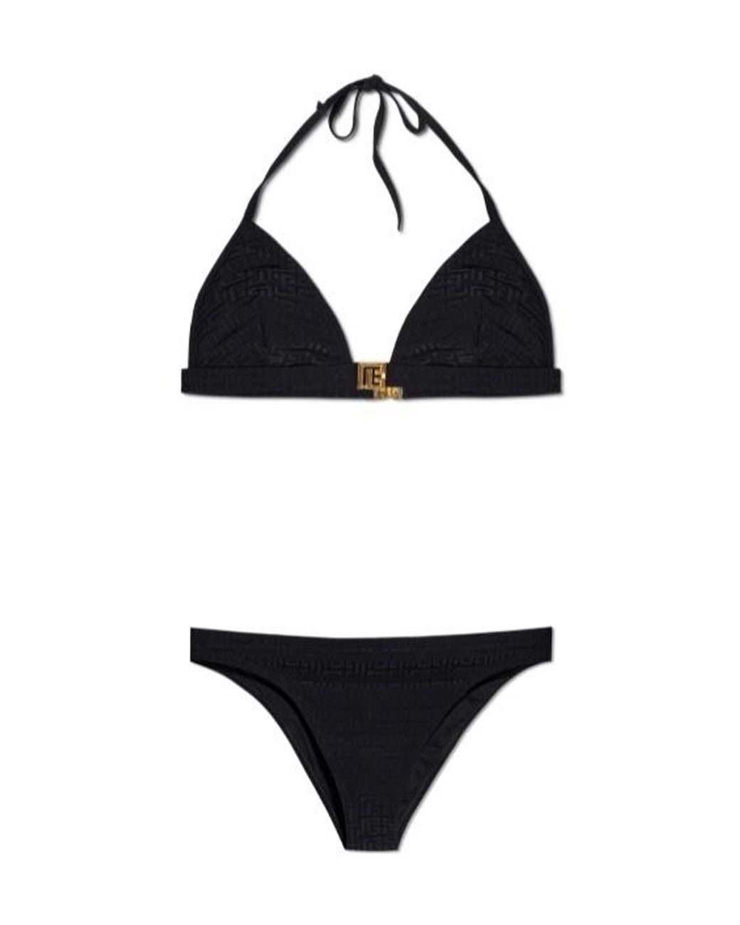 Balmain Black Two-Piece Pb Labyrinth Swimsuit